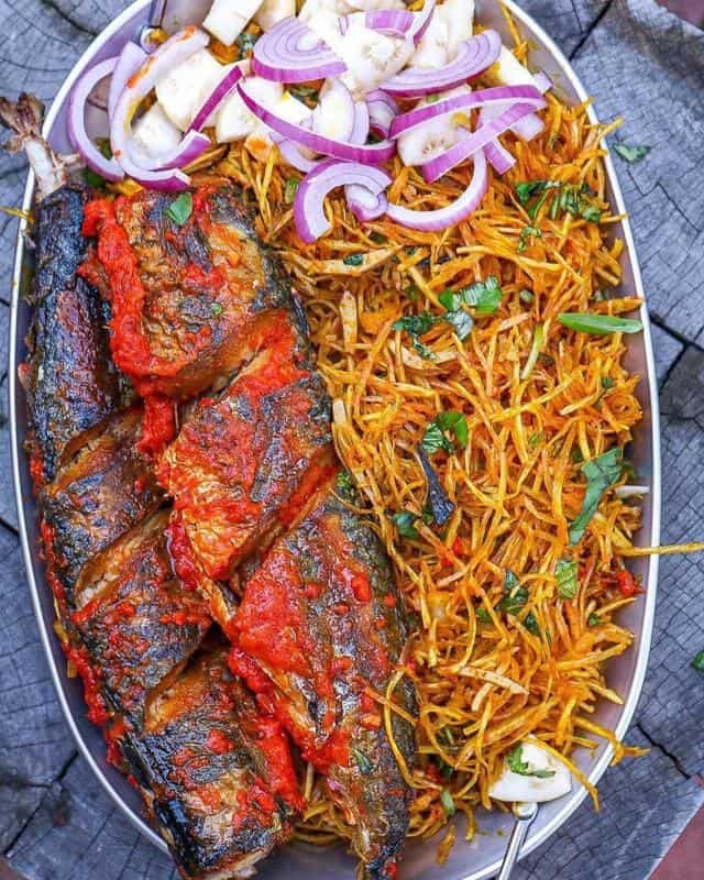 Abacha(African Salad) with Fried Fish