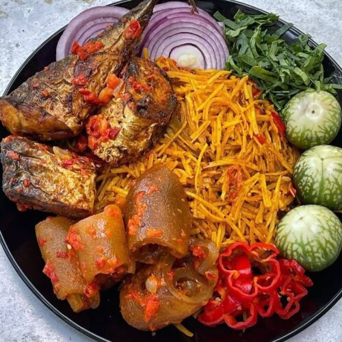 Abacha(African Salad) with Fried Fish