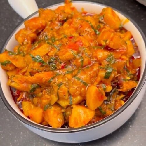 Porridge Unripe Plantain with dry Fish