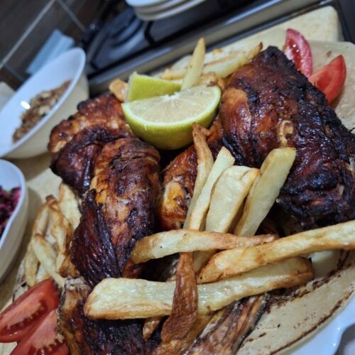 Full chicken suya with Fries