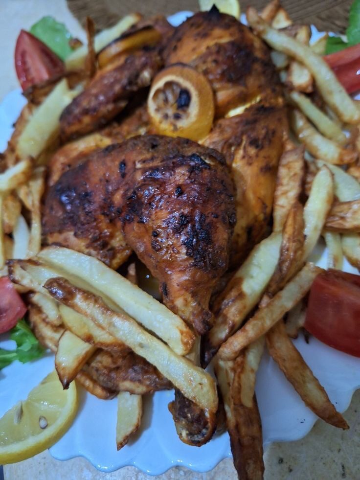 Full chicken suya with Fries