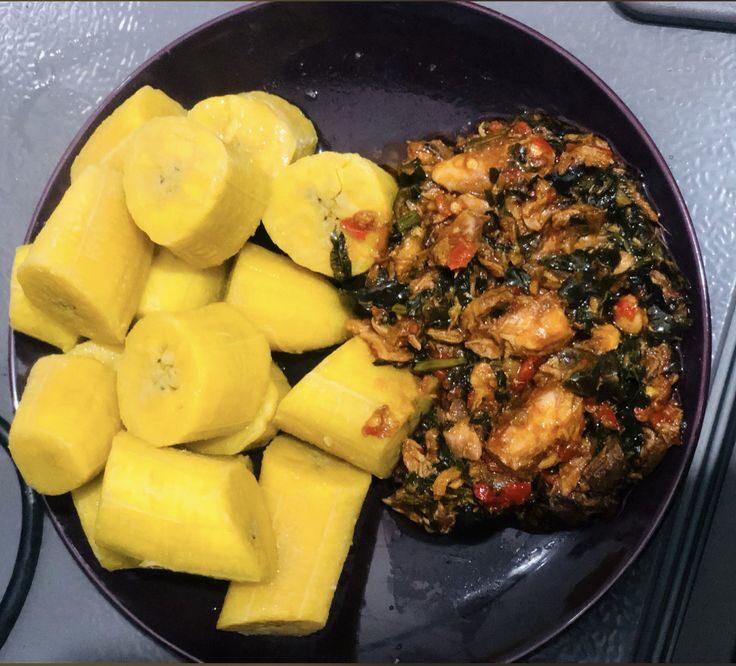 Plantain and smoked fish sauce