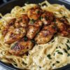 Alfredo penny pasta with lemon butter chicken