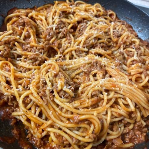 Spaghetti bolognese with minced Beef