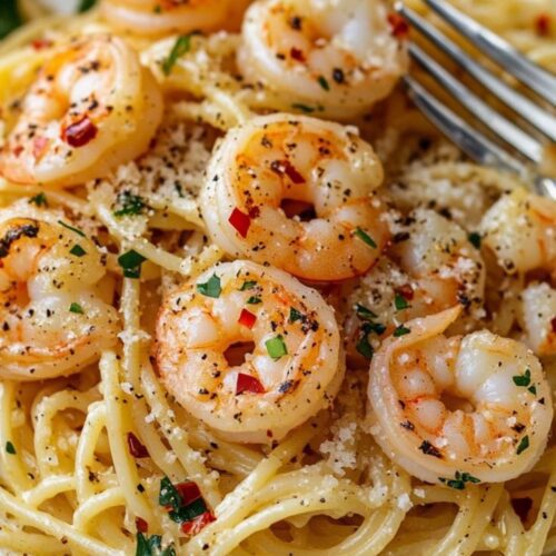 Spaghetti Aglio e olio with shrimp
