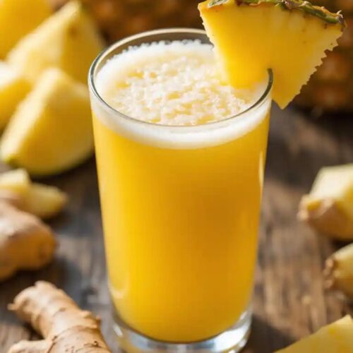 Fresh pineapple juice with ginger
