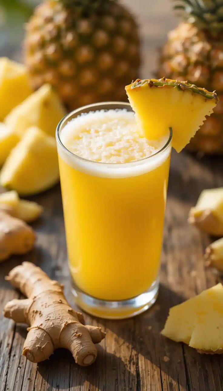 Fresh pineapple juice with ginger
