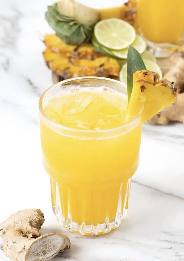 Fresh pineapple juice with ginger