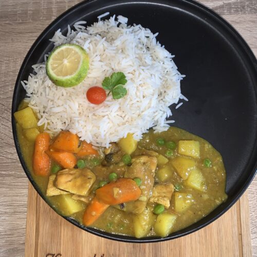 Japanese Chicken Curry Sauce (Katsu Curry) with steamed basmati rice