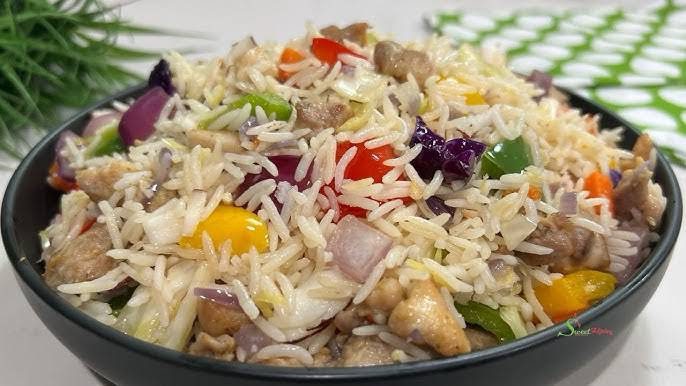 Coconut rice with chicken and plantain