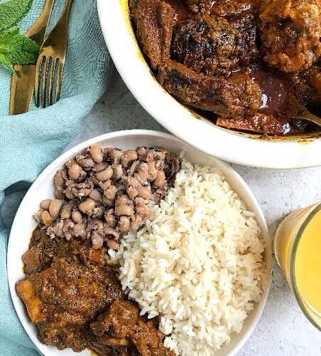 Rice and Beans with Banger Stew(Ofensala akwu)
