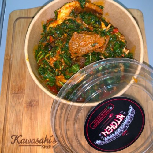 Eforiro with smoked fish, Chicken or Beef