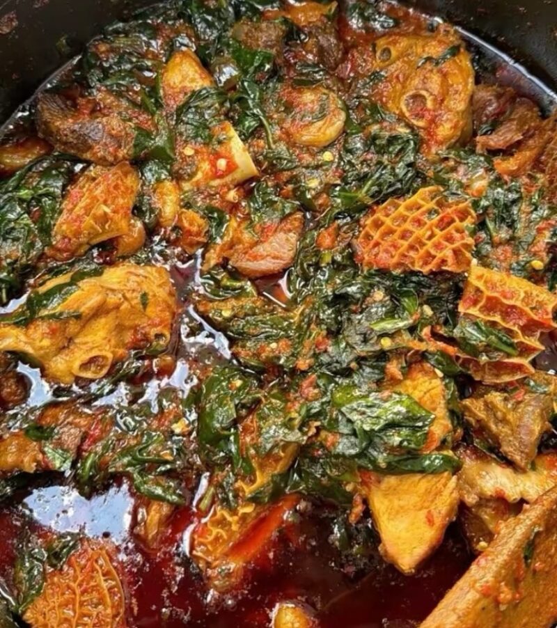 Eforiro with smoked fish, Chicken or Beef