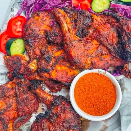 Full chicken suya with Fries