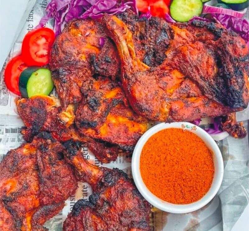 Full chicken suya with Fries