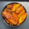 Smokey Nigerian jollof with chicken and plantains