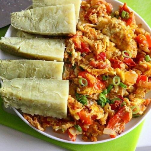 Yam and egg sauce